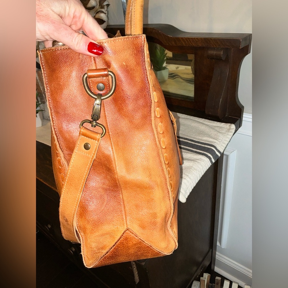 Bed Stu Leather Rockaway Shoulder Bag Crossbody Tote Tan Rustic $345 - Picture 5 of 13
